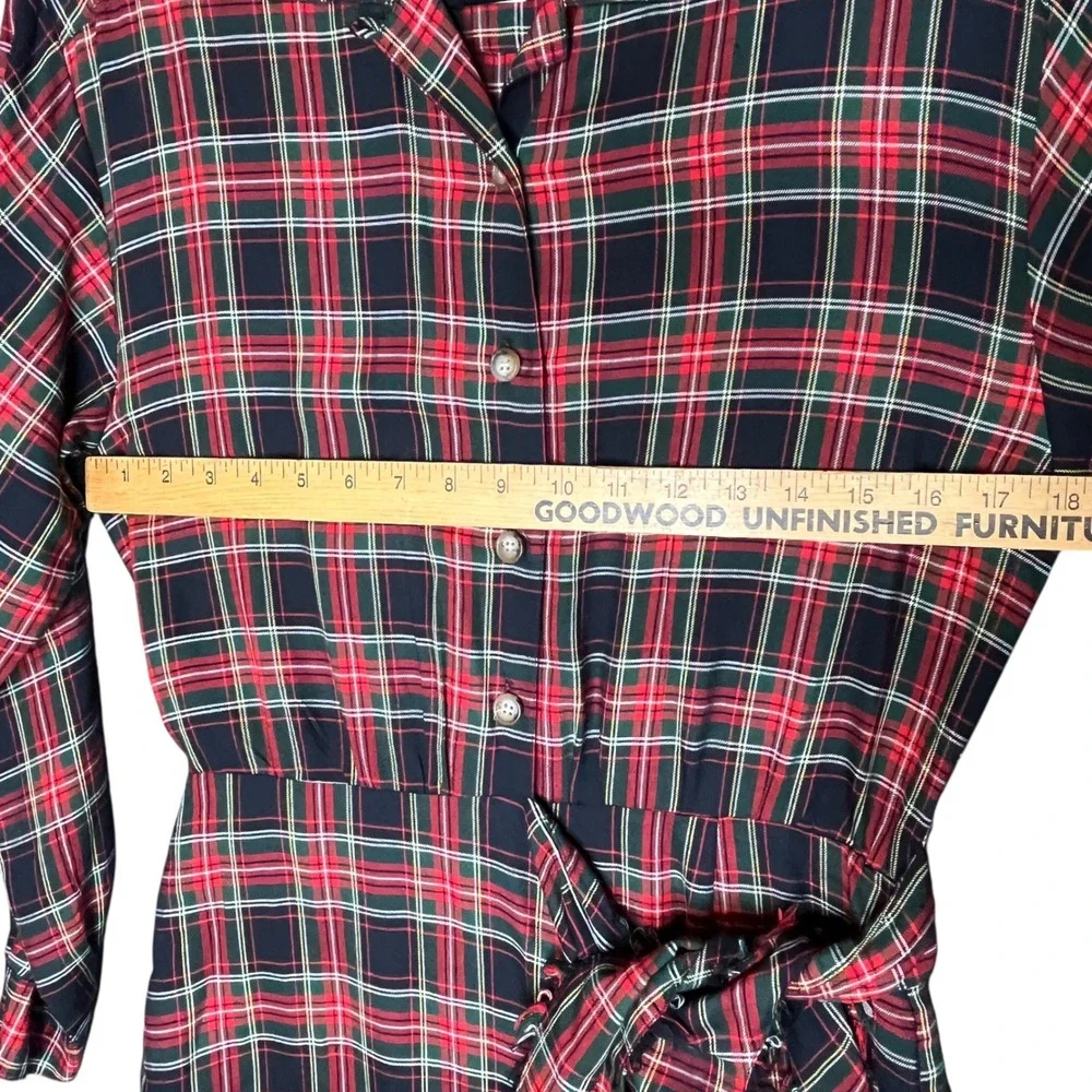 Talbots Vintage Tartan Plaid Wrap Shirt Dress Size 8 Holidays Academia Classic - Picture 5 of 16